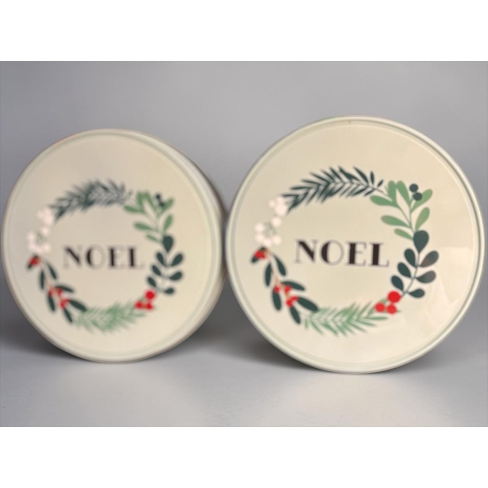 Set of 2 NOEL Christmas Plastic Cookie Containers 7.5" Holiday Snowflake